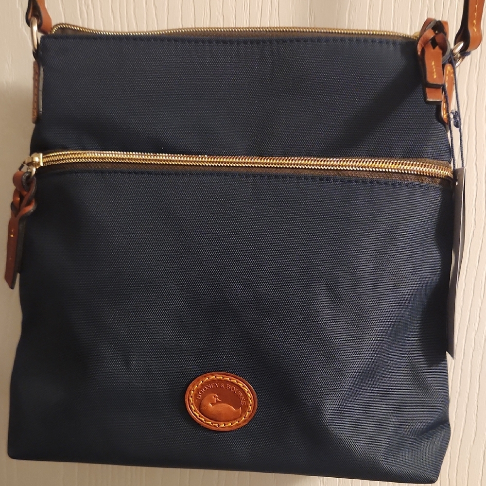 Dooney & Bourke Navy Crossbody Bag with Brown Accents - NWT